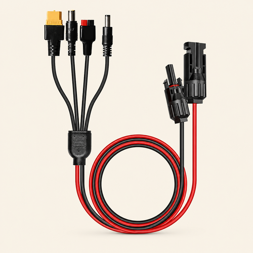 Adaptateur MC4 vers XT60, Anderson, DC5521 et DC5525 sur fond ivoire