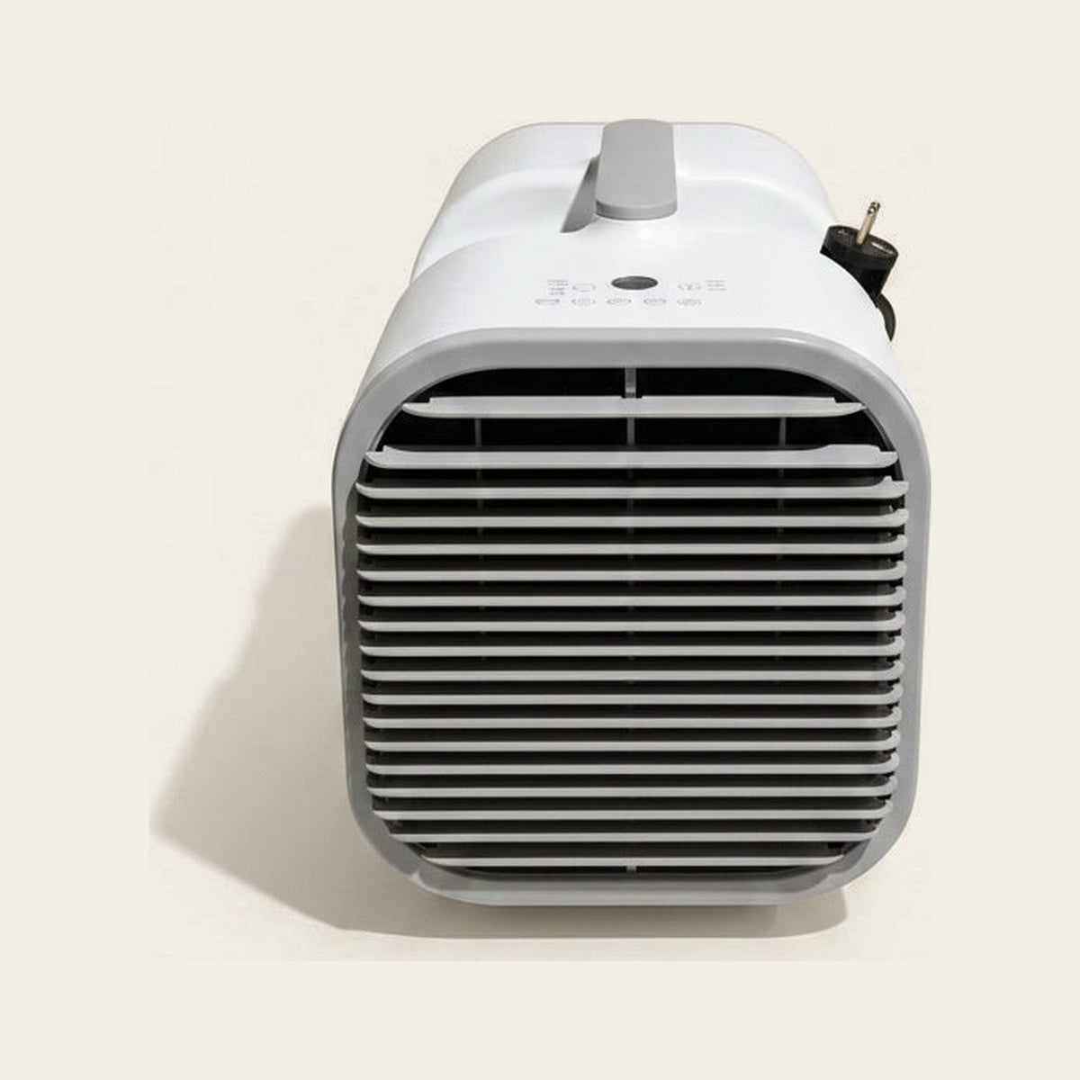 Climatiseur portable Attolle Zéphyr Blanc vu de face, grille de soufflage et poignée de transport